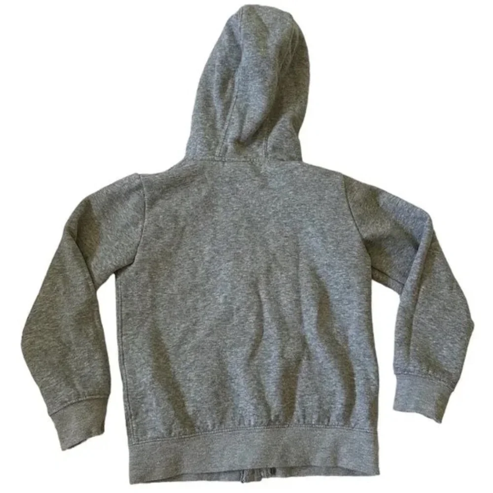 Nike Youth Size 6 MEDIUM Kids Grey Full Zip Hoodie Swoosh Spellout Pockets